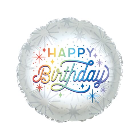 Happy Birthday Retro Rainbow Foil Balloon 18 (114590)