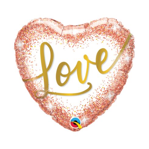 Love Rose Gold Glitter Dots Heart Foil Balloon 18" (20992)