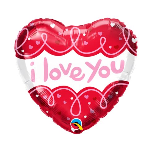 I Love You Doodle Loops Heart Foil Balloon 18" (97172)
