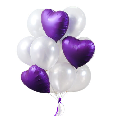 Luxury purple heart balloon bouquet Toronto with metallic latex balloons