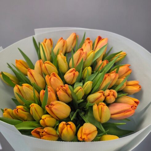 Elegant orange tulip bouquet by BLOOMSI florist in Oakville and Mississauga