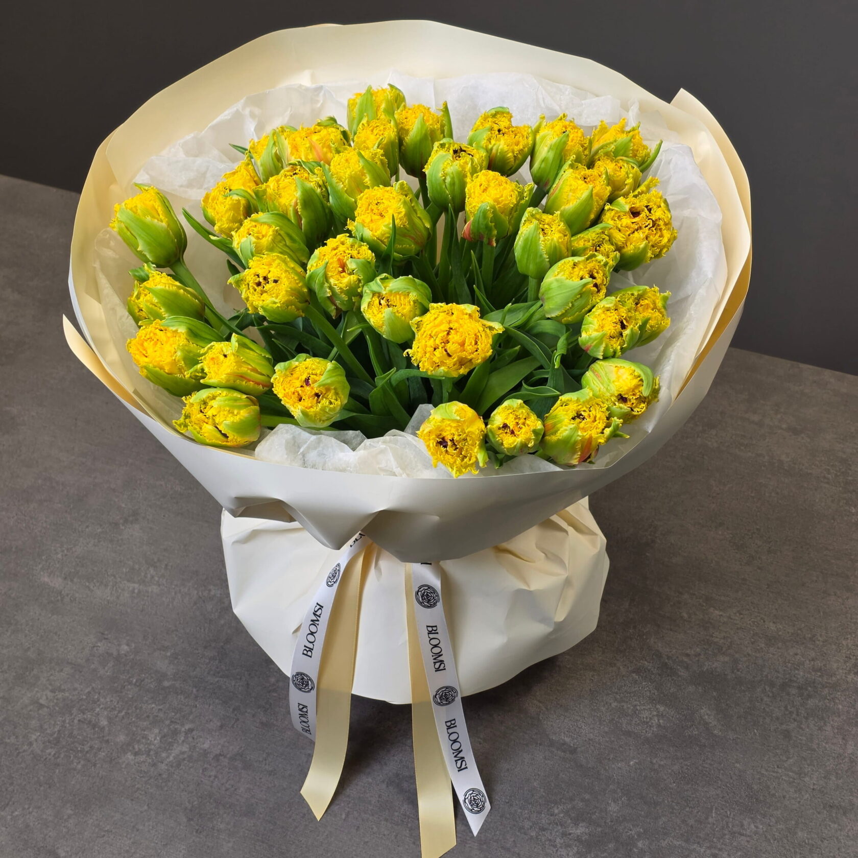 Double Extra Large Yellow Tulips Bouquet