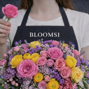 Florist Choice Mother’s Day Flowers by BLOOMSI with pink, yellow and purple seasonal blooms for delivery in Oakville and Mississauga