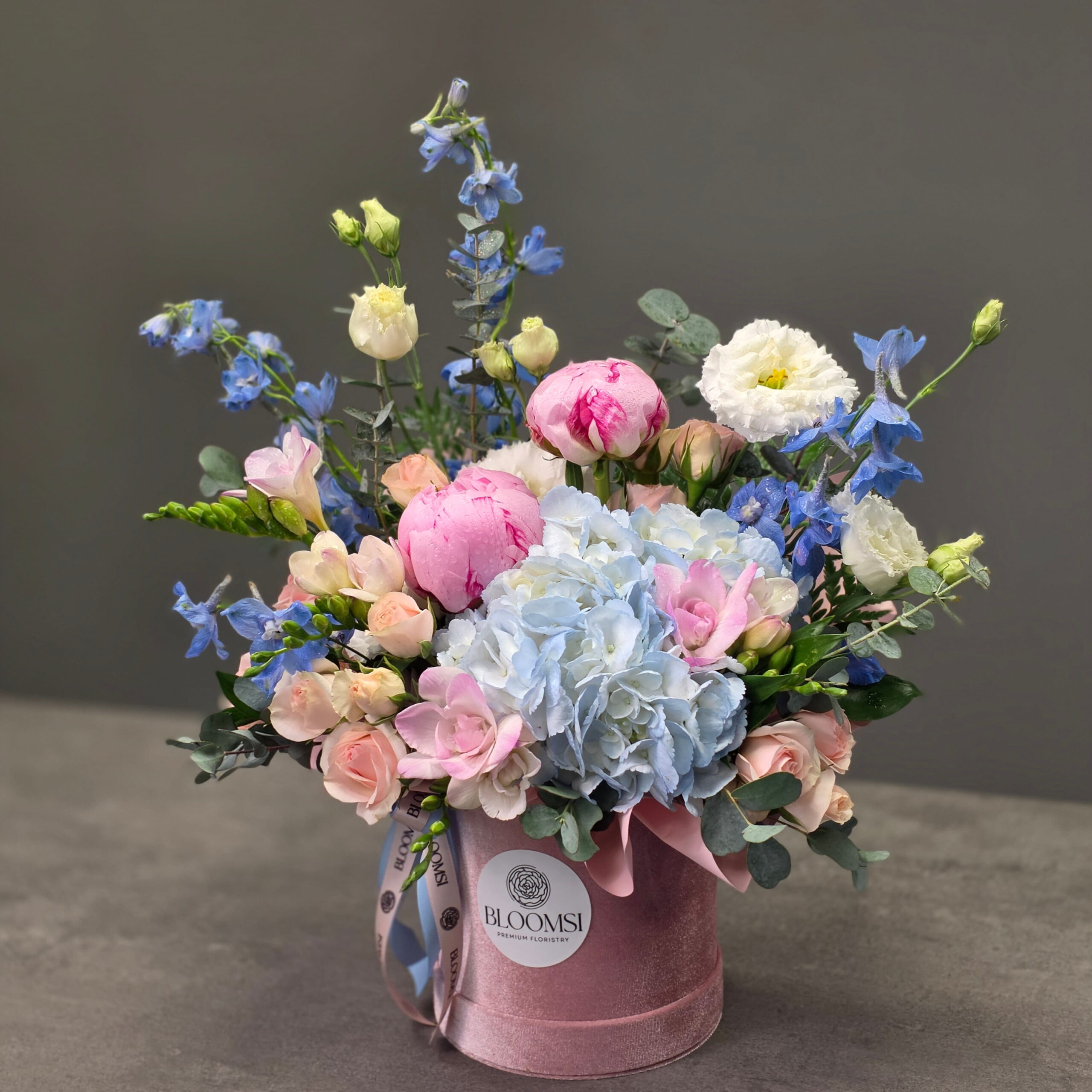 Pink & Blue Peony Luxury Flower Box