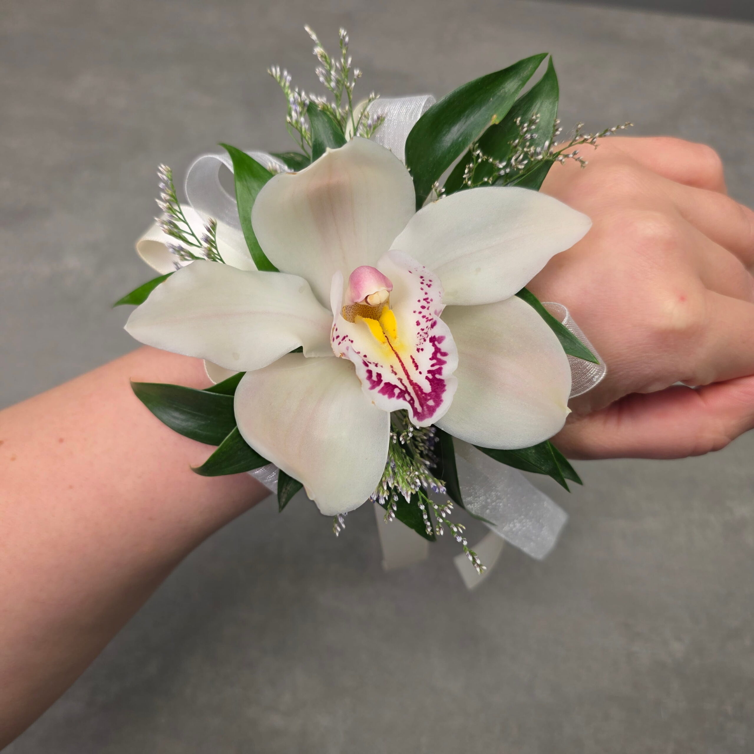Luxury White Orchid Wrist Corsage