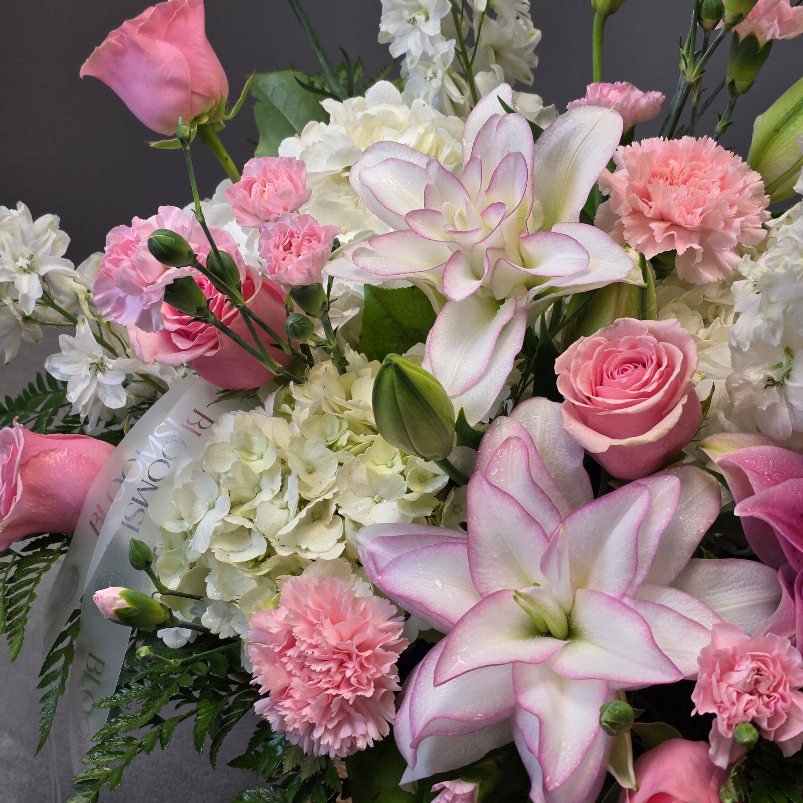 Luxury Pink & White Funeral Basket Arrangement