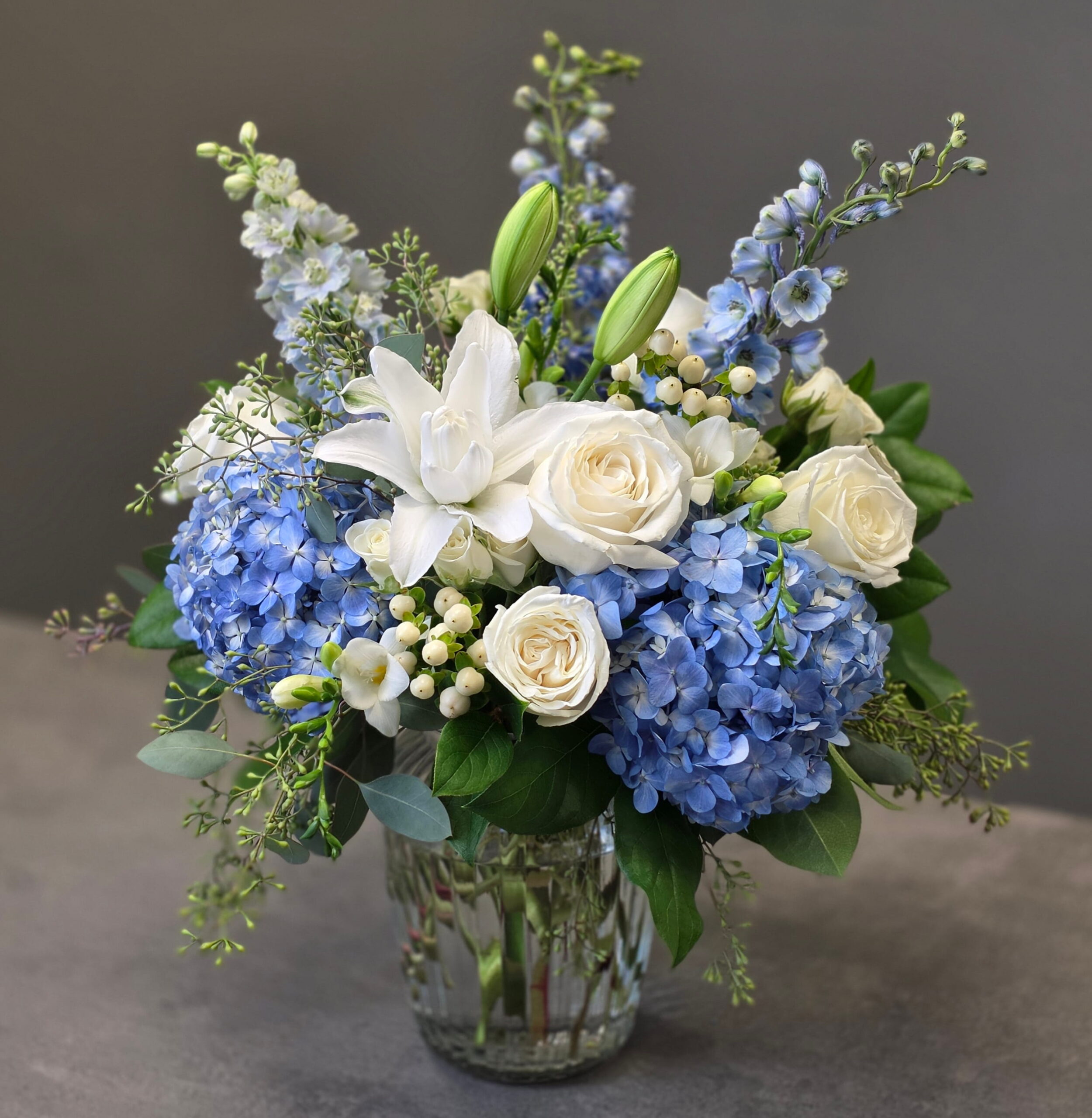 Blue Hydrangea Luxury Vase Arrangement