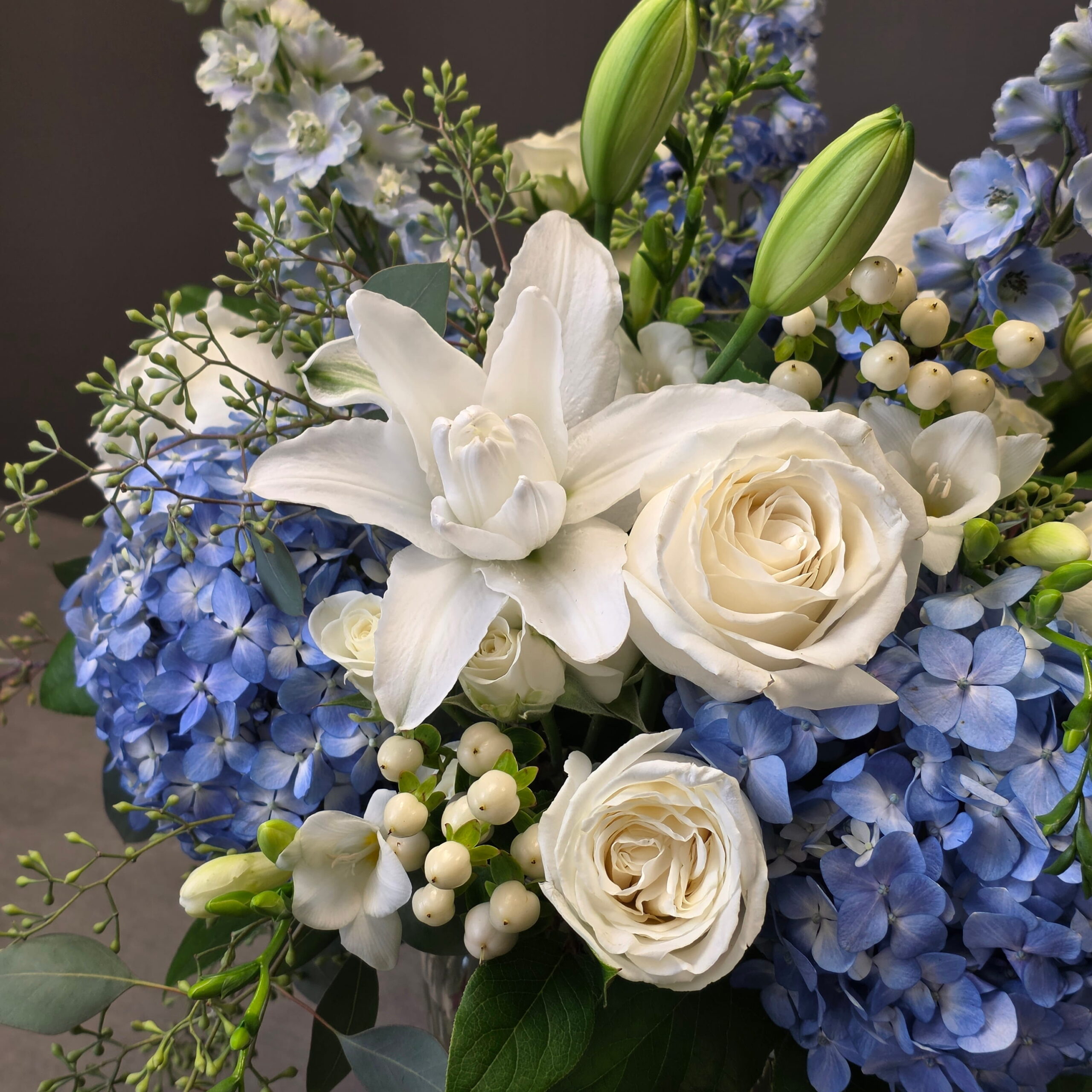 Blue Hydrangea Luxury Vase Arrangement